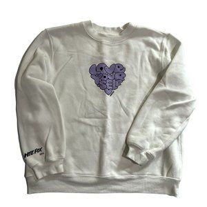 White Fox Boutique Cream Sweatshirt with Purple Heart Graphic